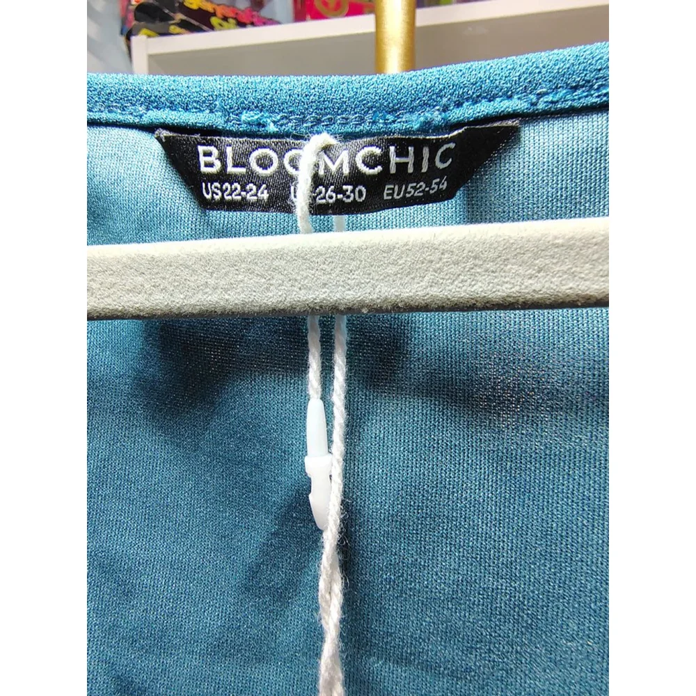 BLOOMCHIC Teal Sleeveless Midi Dress Size 22 - Picture 6 of 8